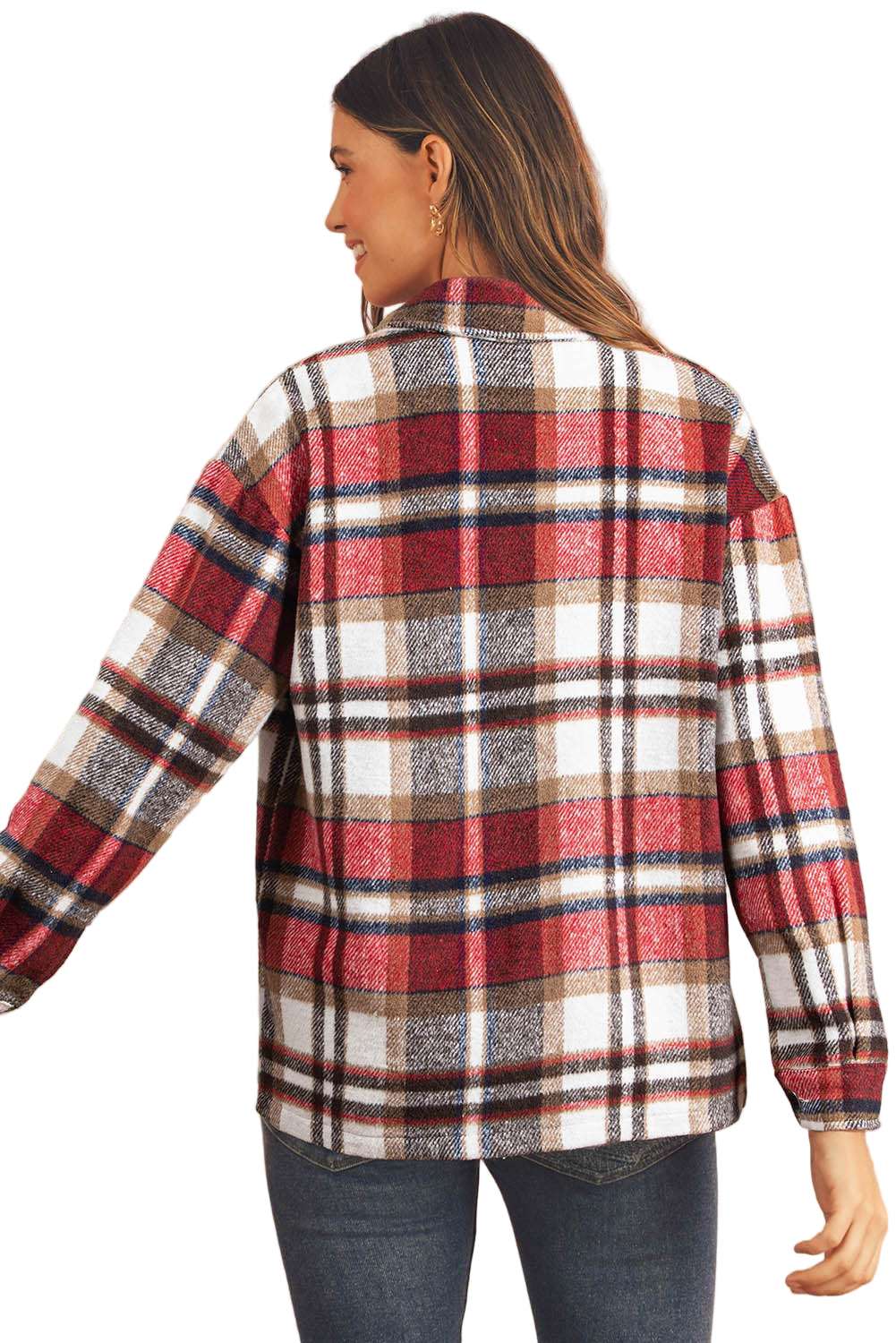Multicolor Plaid Casual Button Up Flannel Shacket