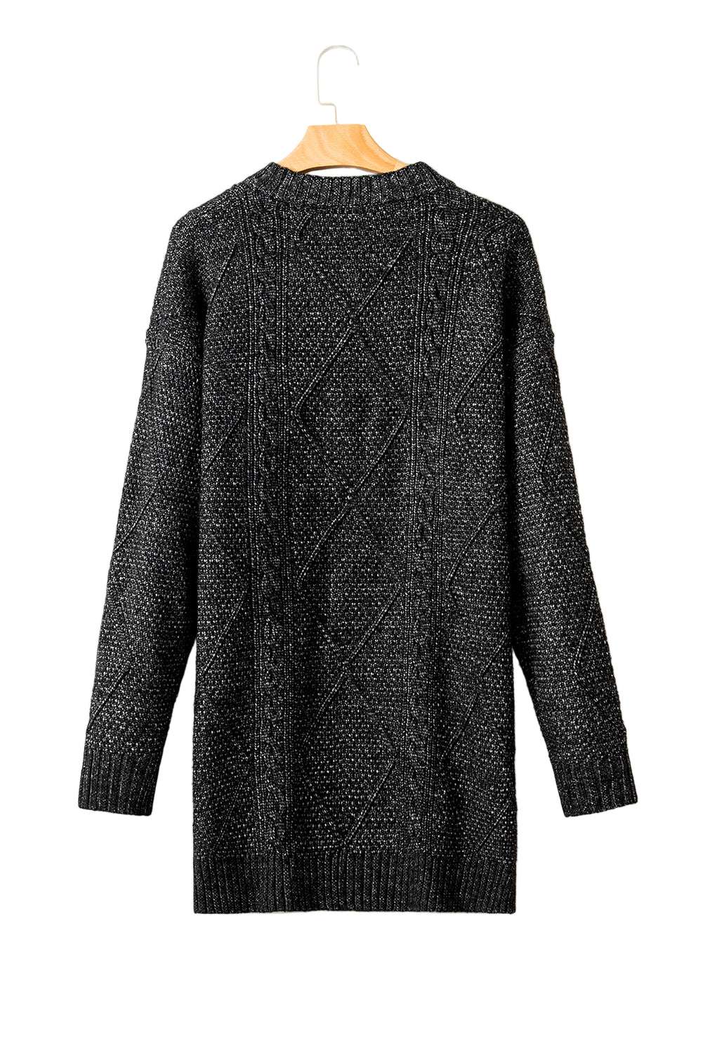 Mist Green Twist Cable Knit Drop Shoulder Loose Fit Sweater Dress
