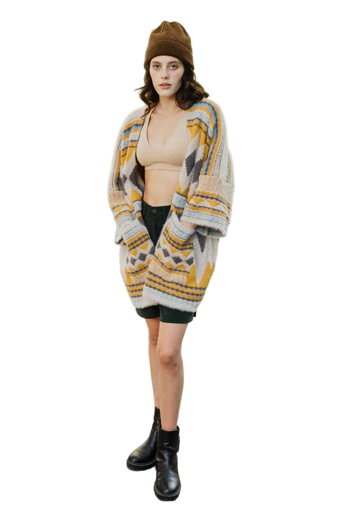Faux Hair Aztec Pocket Ruana