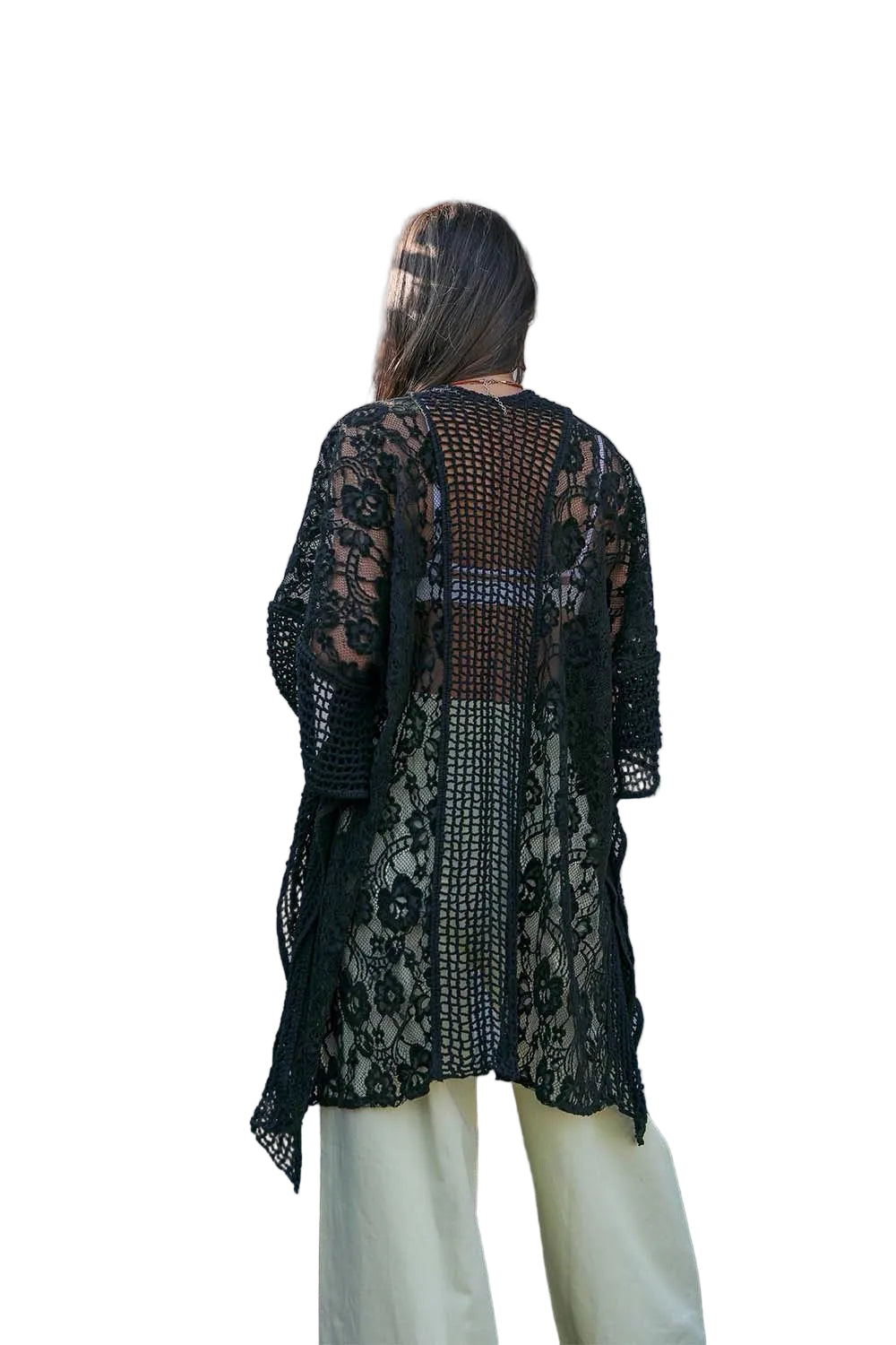 Open Front Floral Knit Kimono – Casual Elegance