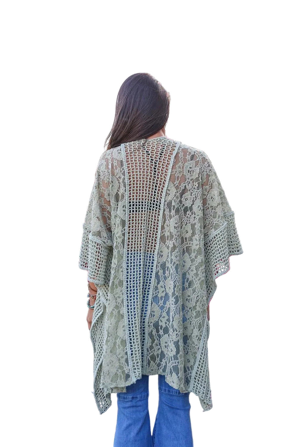 Open Front Floral Knit Kimono – Casual Elegance