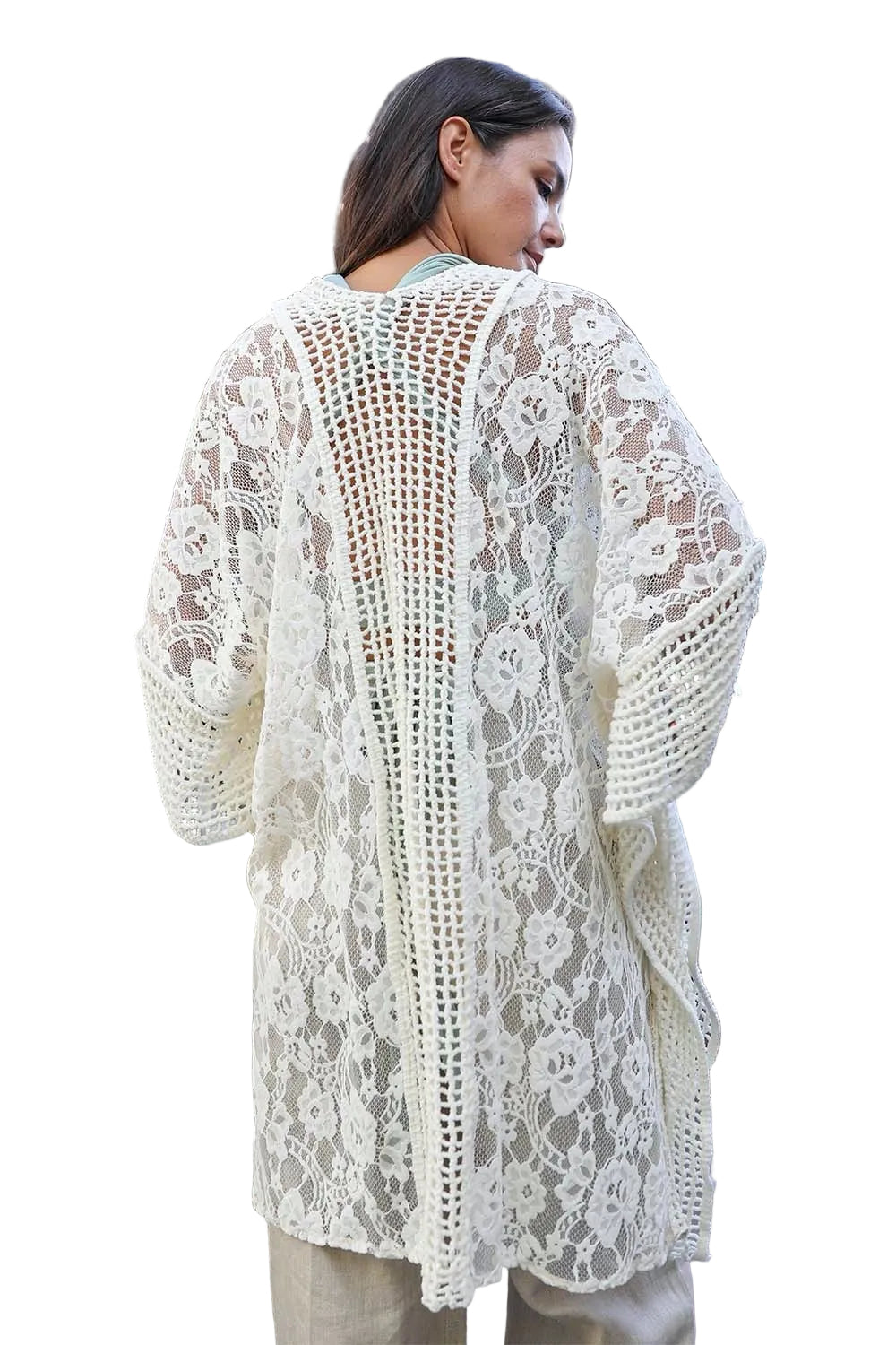 Open Front Floral Knit Kimono – Casual Elegance