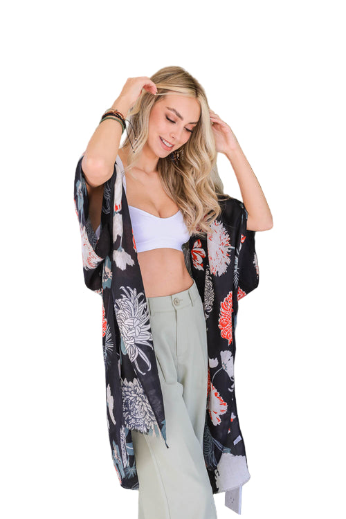 Floral Motif Combo Kimono