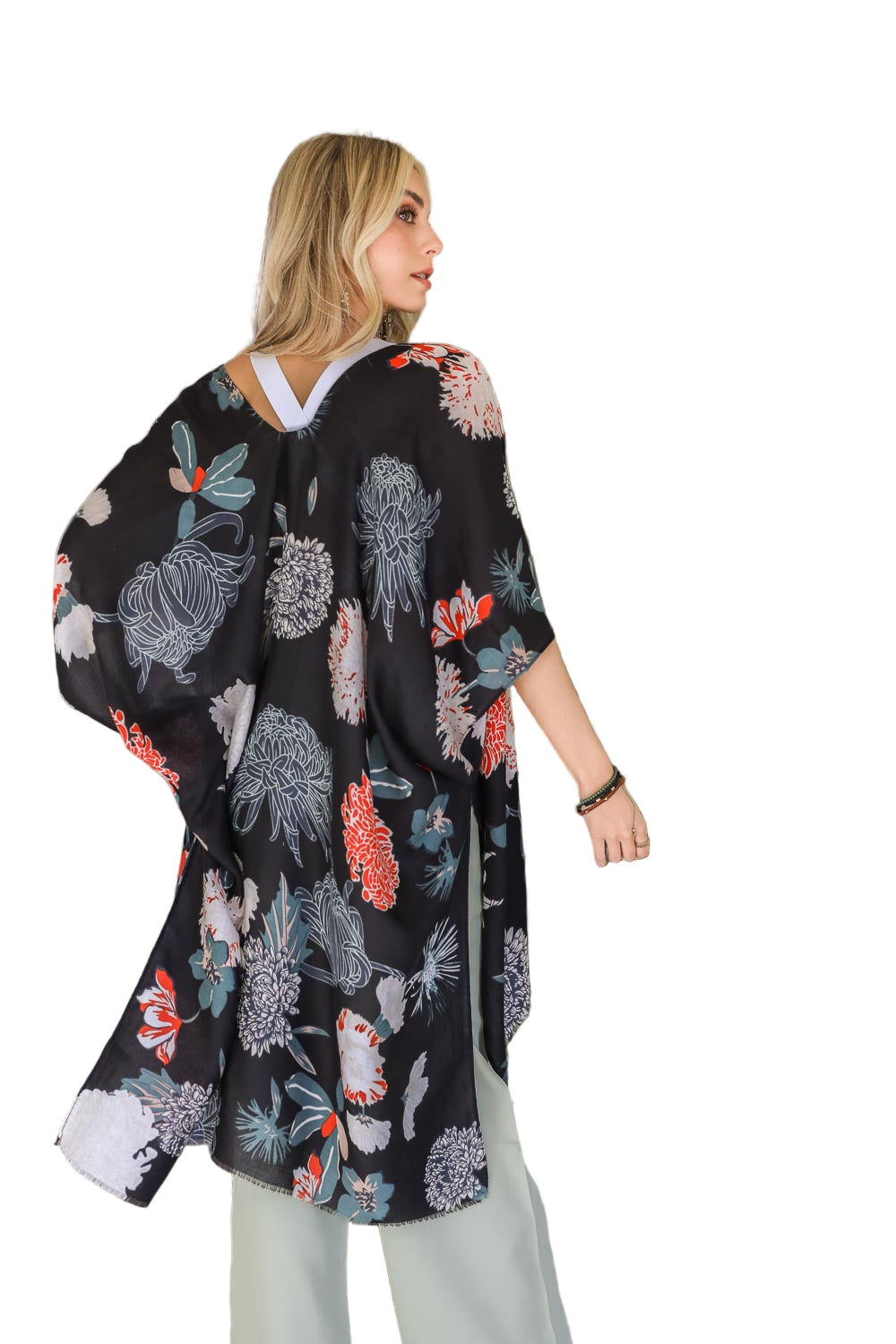 Floral Motif Combo Kimono