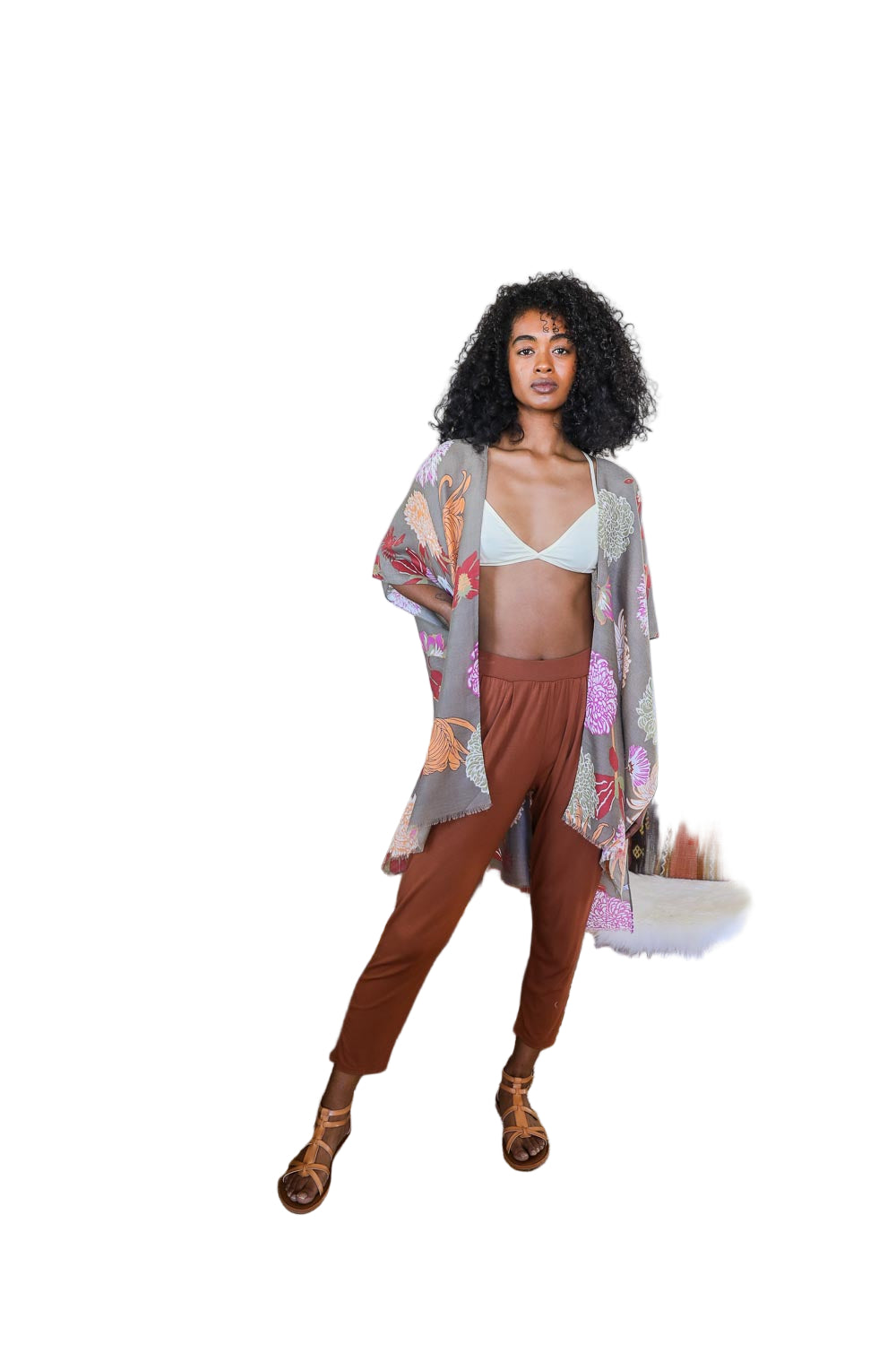 Floral Motif Combo Kimono