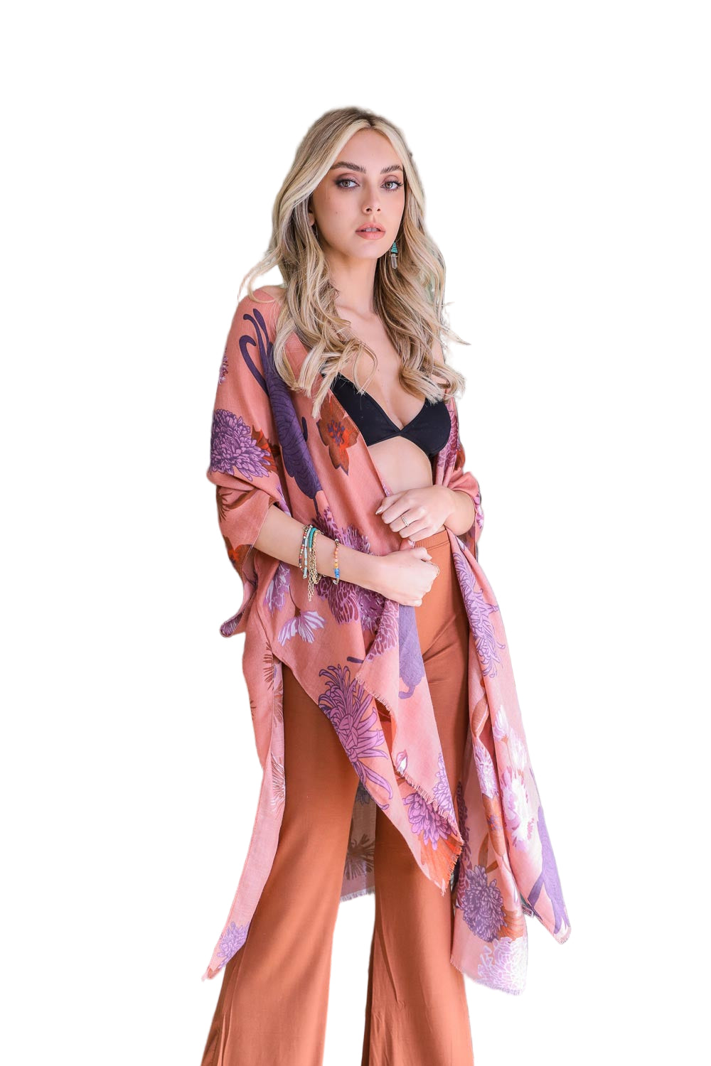 Floral Motif Combo Kimono