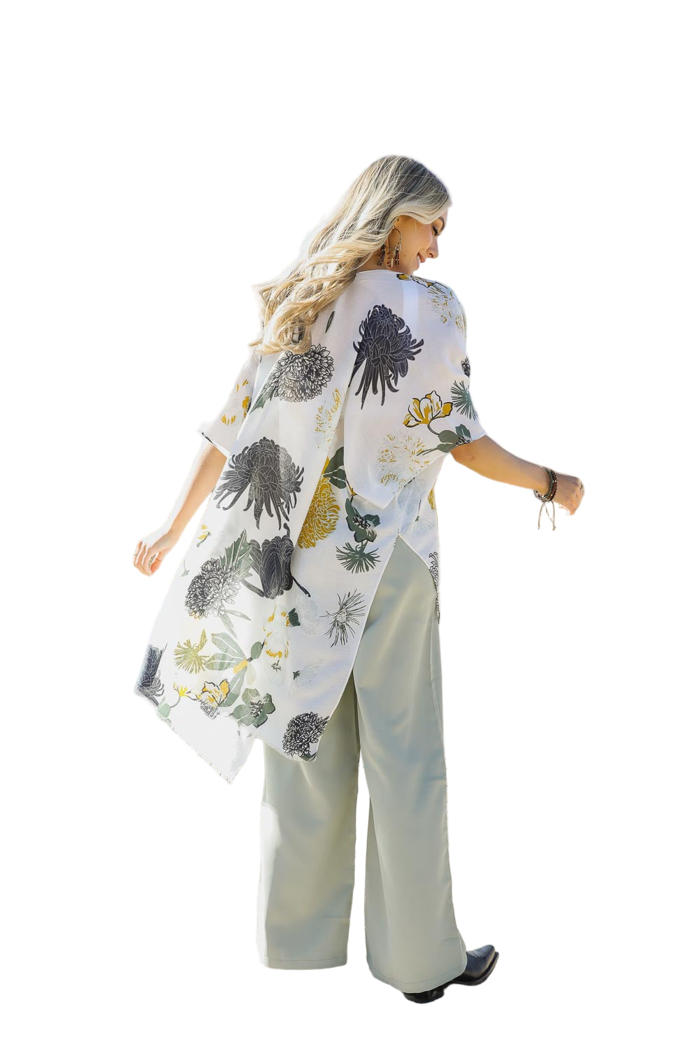 Floral Motif Combo Kimono