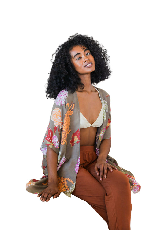 Floral Motif Combo Kimono