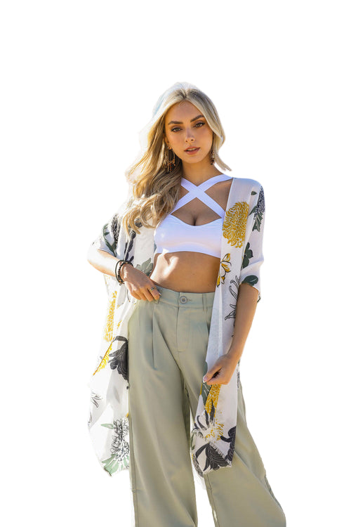 Floral Motif Combo Kimono