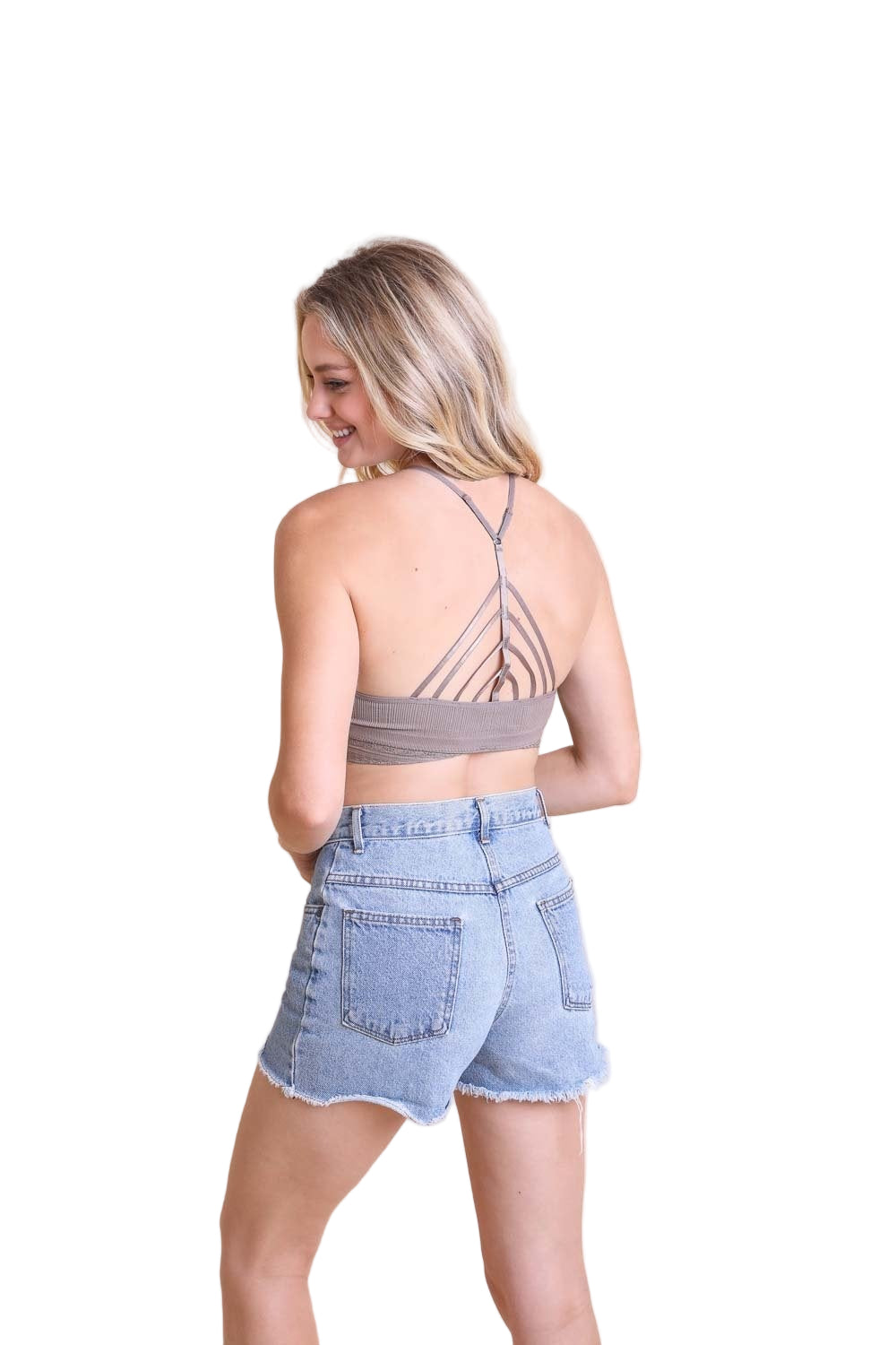 High Neck Crochet Trim Bralette