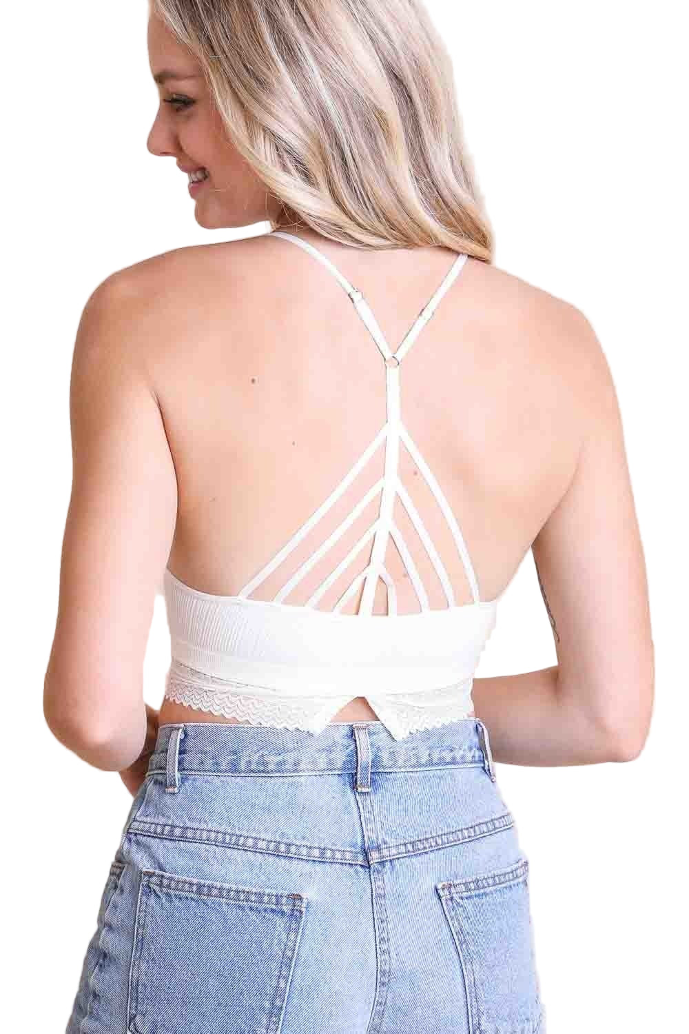 High Neck Crochet Trim Bralette