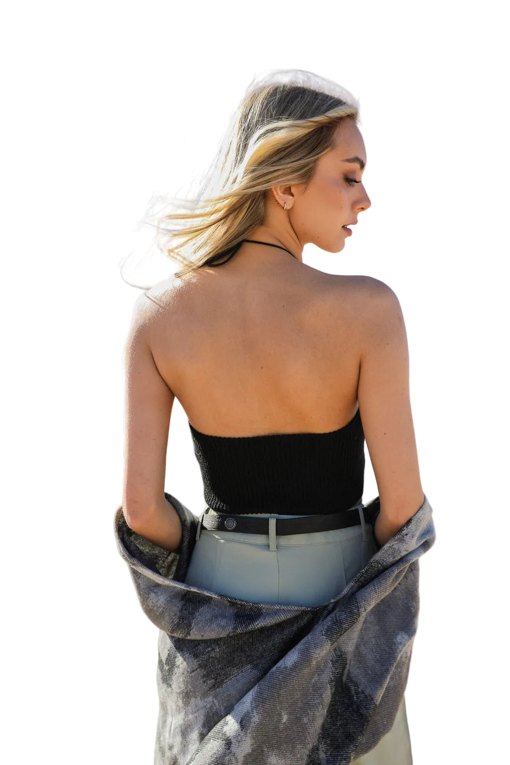 Lace-up Halter Knit Bralette