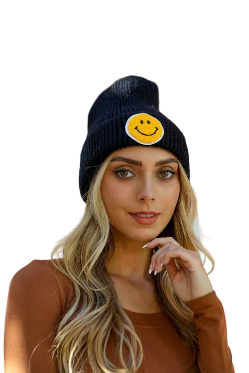 Smiley Face Ribbed Beanie 🙂