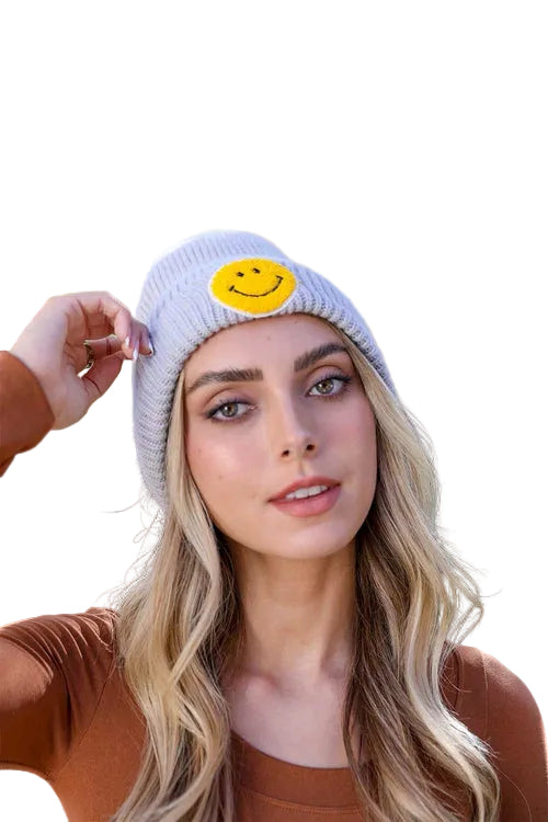 Smiley Face Ribbed Beanie 🙂