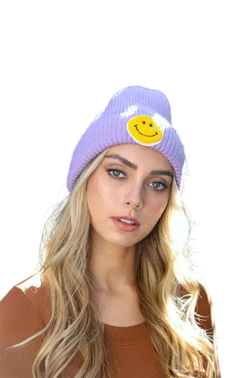 Smiley Face Ribbed Beanie 🙂
