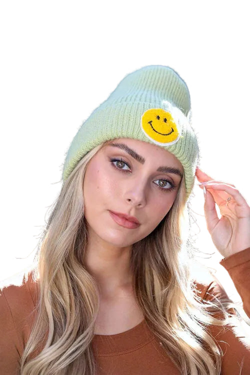 Smiley Face Ribbed Beanie 🙂