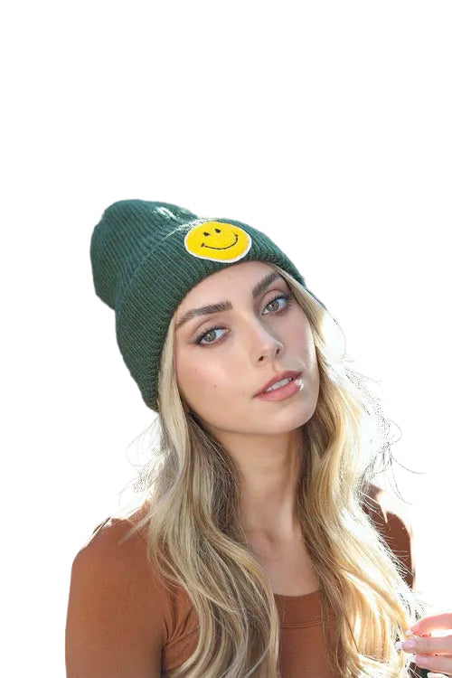 Smiley Face Ribbed Beanie 🙂