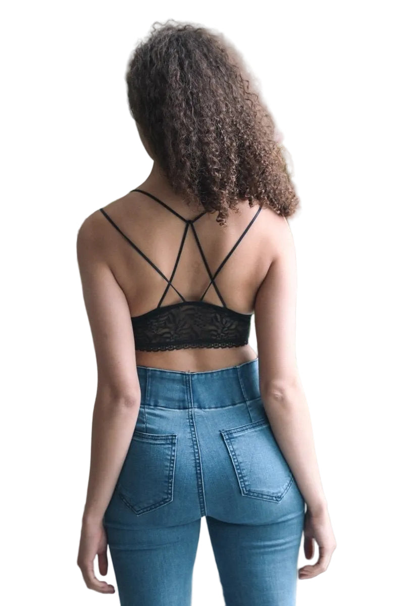 Strappy Back Geometric Lace Bralette