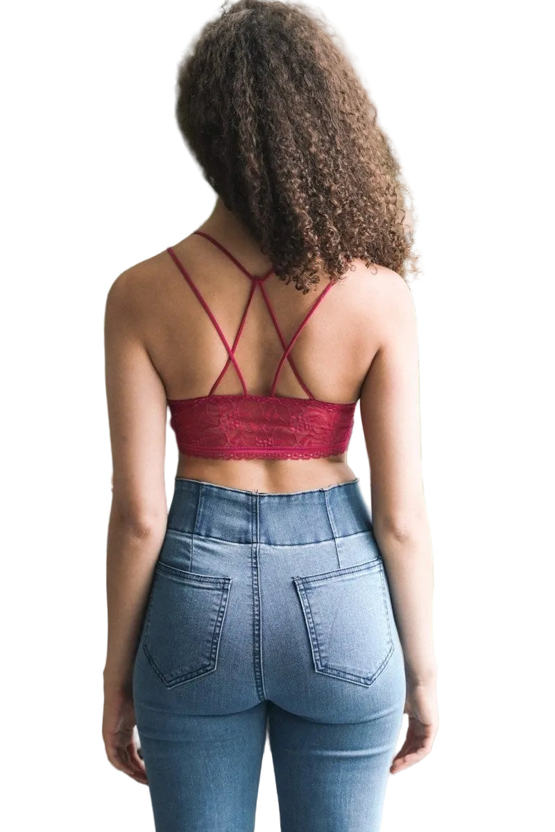 Strappy Back Geometric Lace Bralette