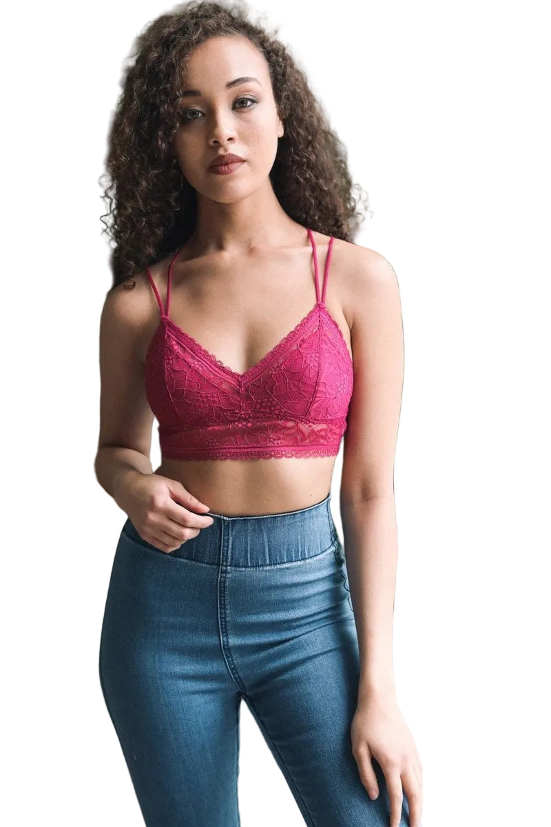 Strappy Back Geometric Lace Bralette
