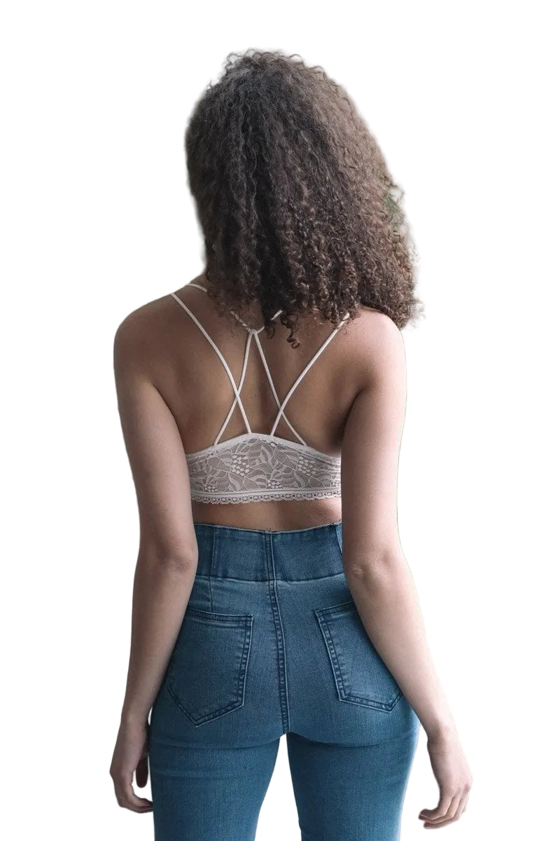 Strappy Back Geometric Lace Bralette