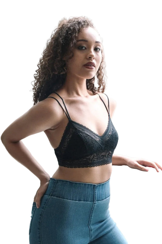Strappy Back Geometric Lace Bralette