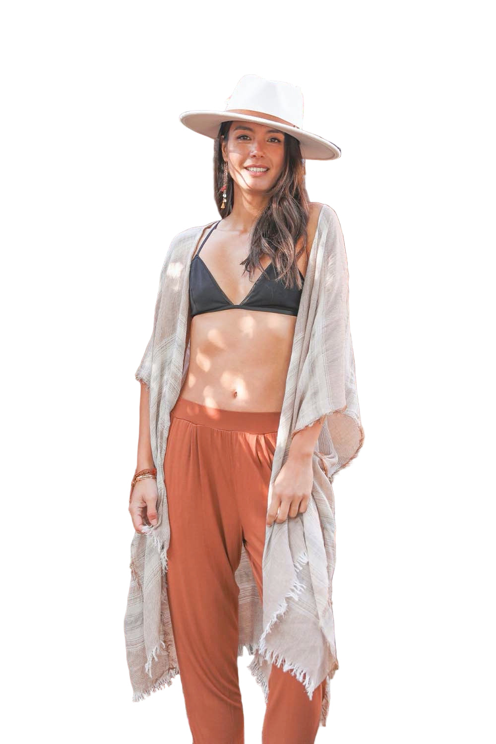 Striped Frayed Colorful Kimono