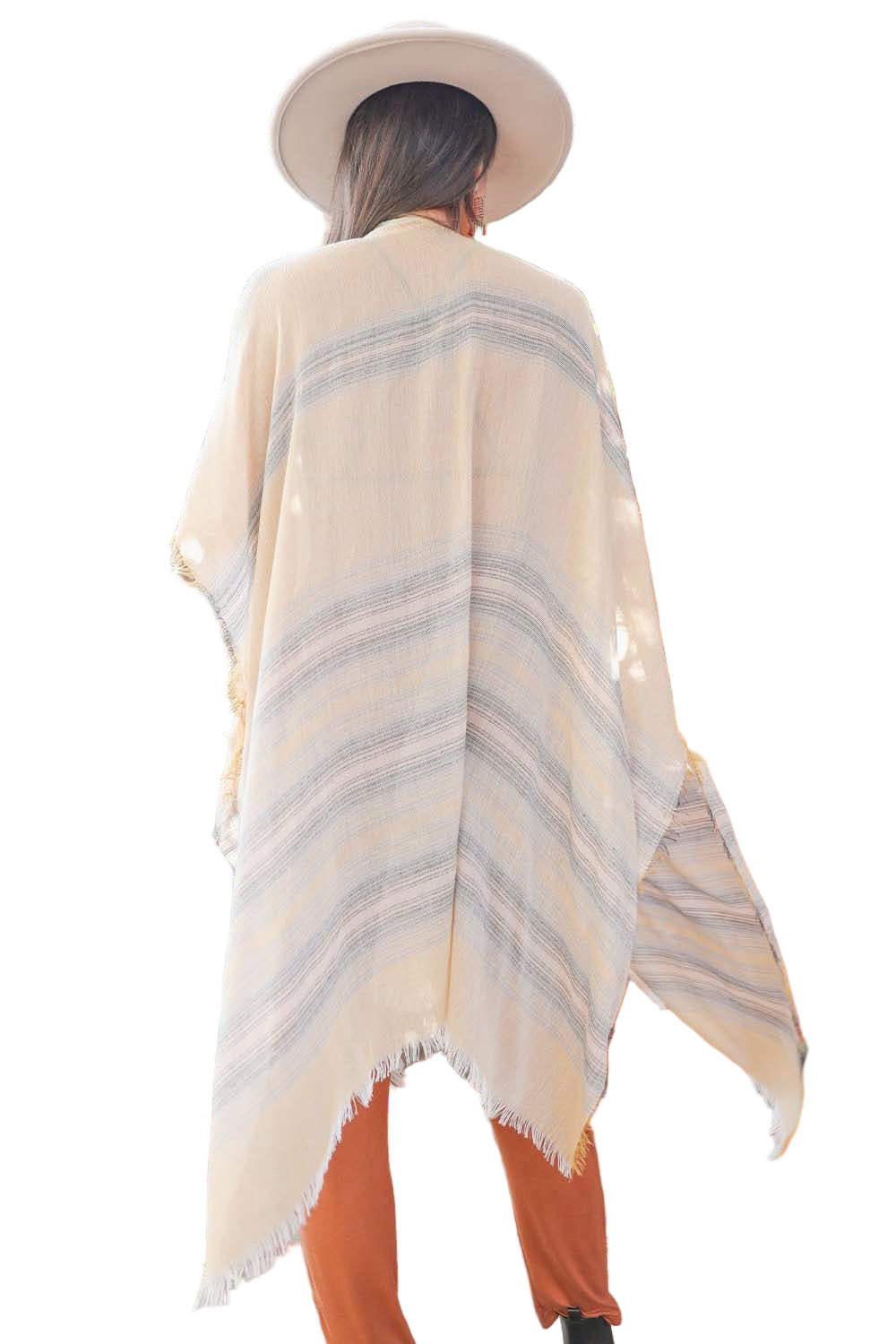 Striped Frayed Colorful Kimono
