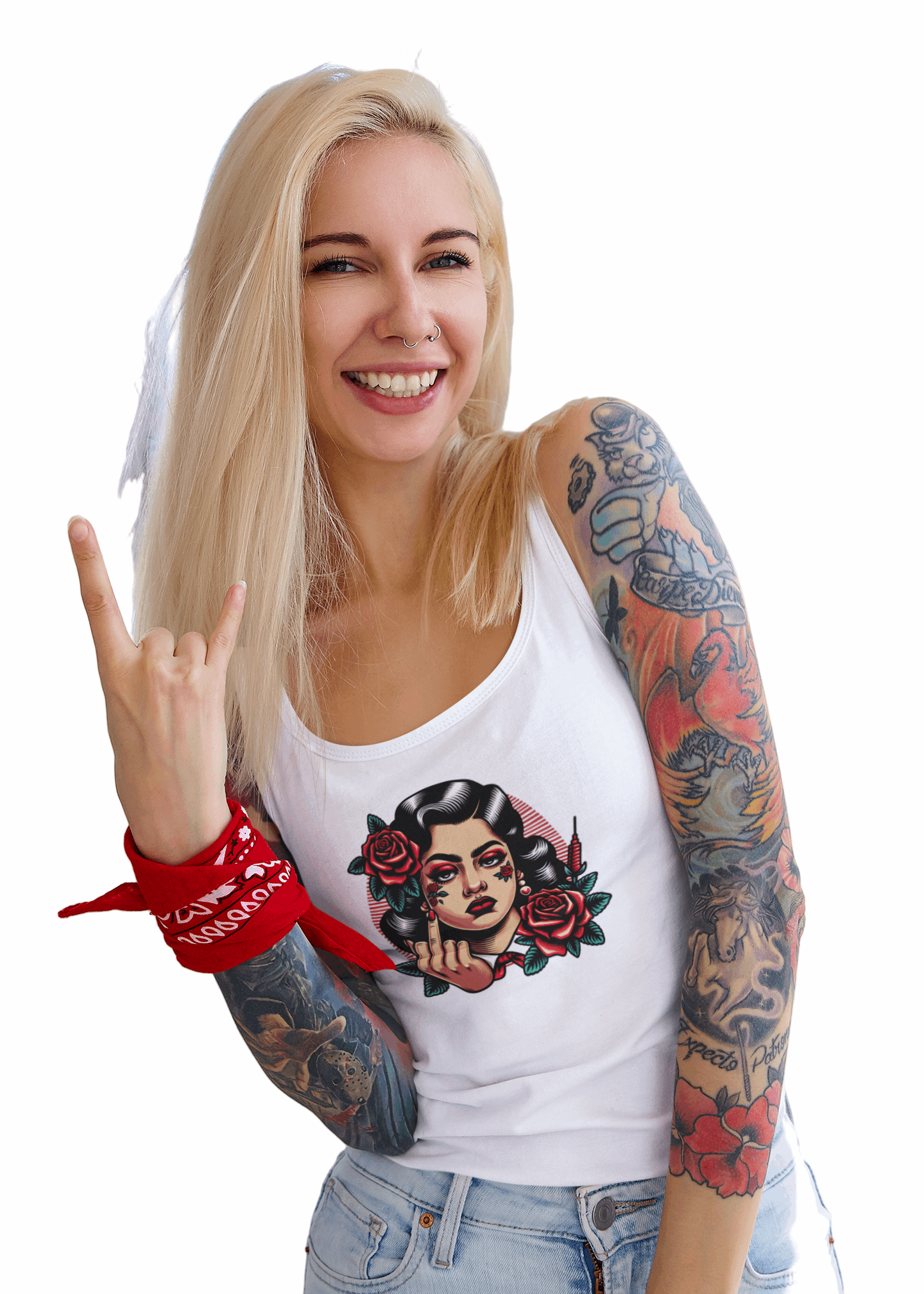 Vintage Middle Finger Graphic Racerback Tank
