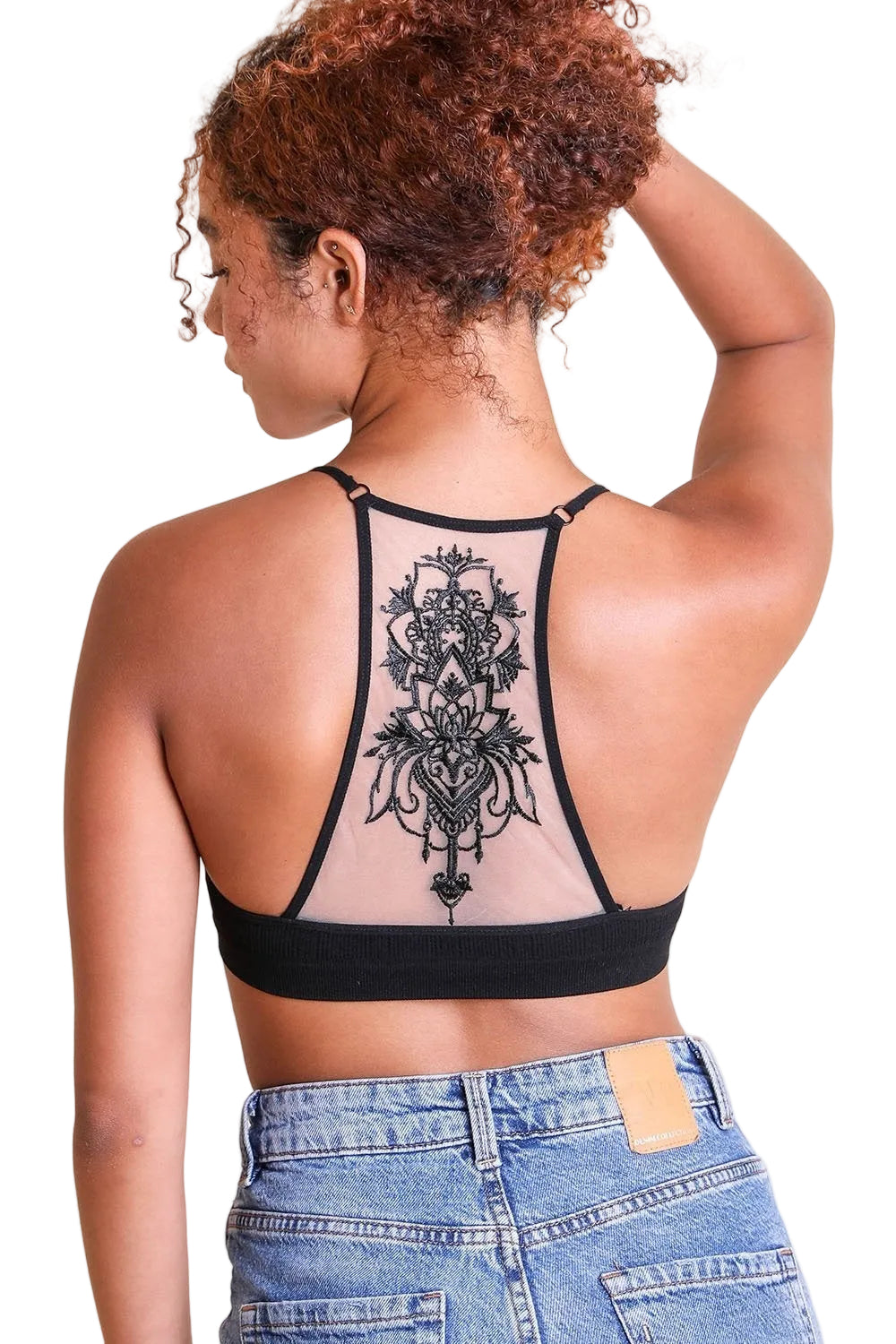 Tattoo Back Bralette – Seamless Design with Mesh Detail