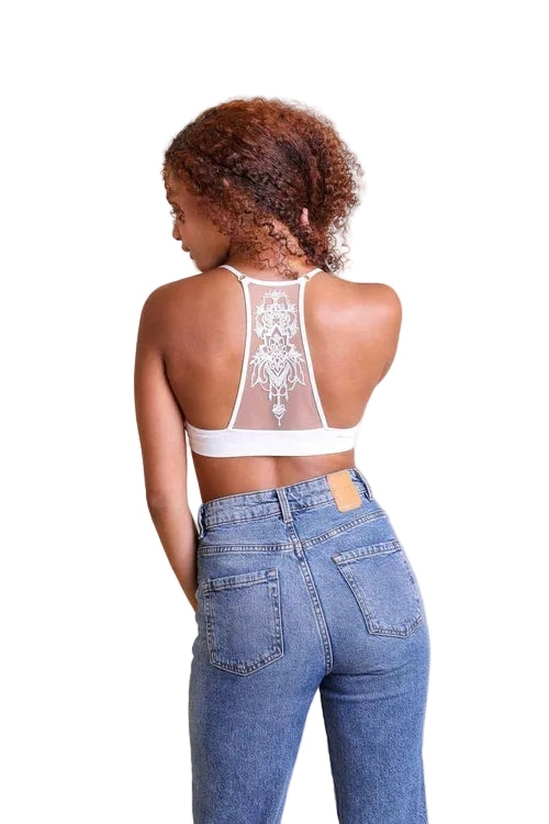 Tattoo Back Bralette – Seamless Design with Mesh Detail