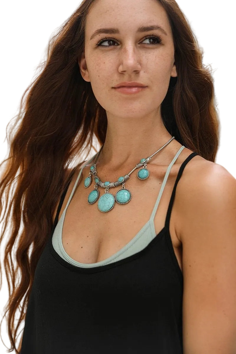 Turquoise Charm Link Necklace