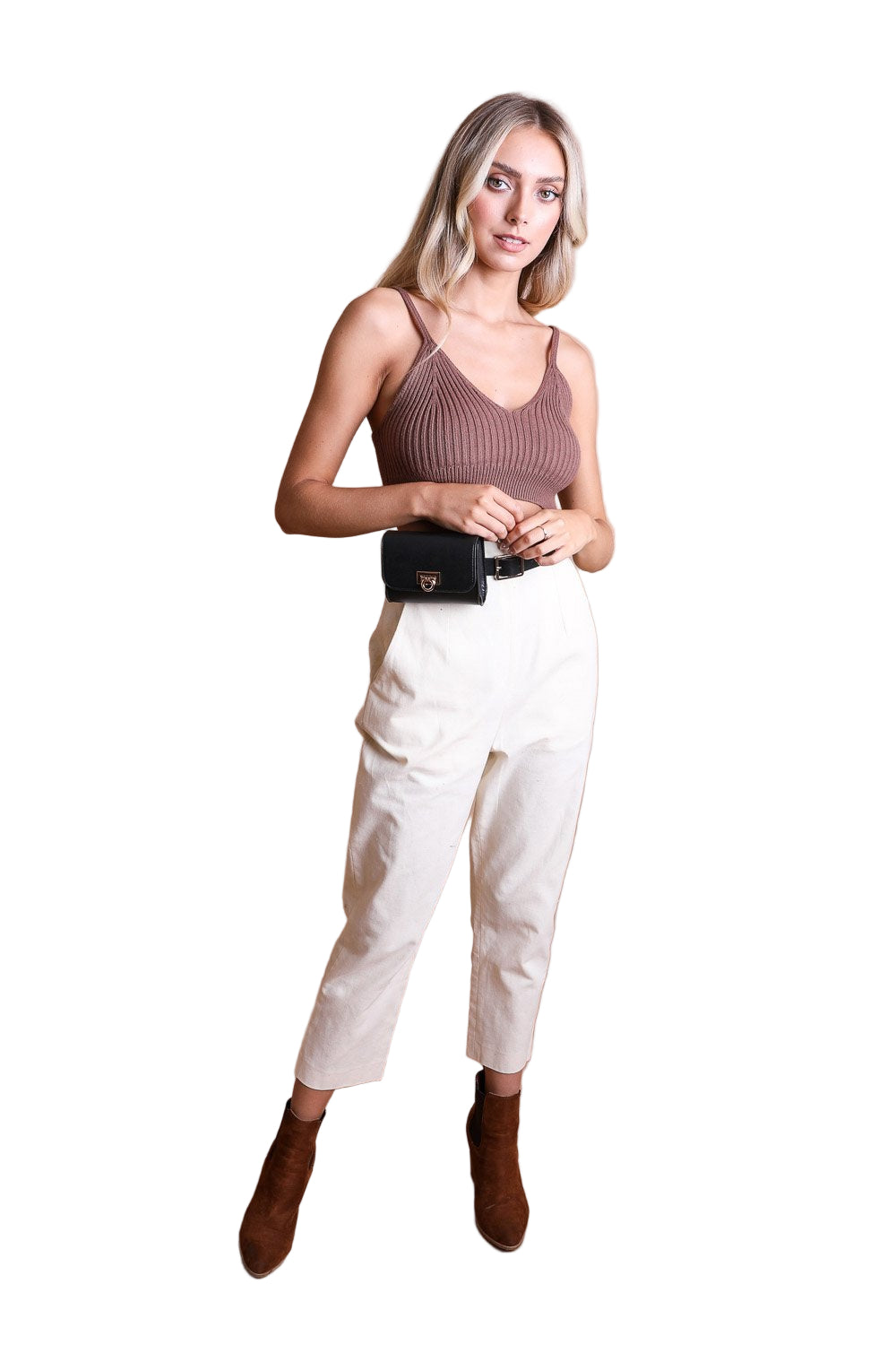 Mini Faux Leather Belt Bag – Chic with Gold Link Chain