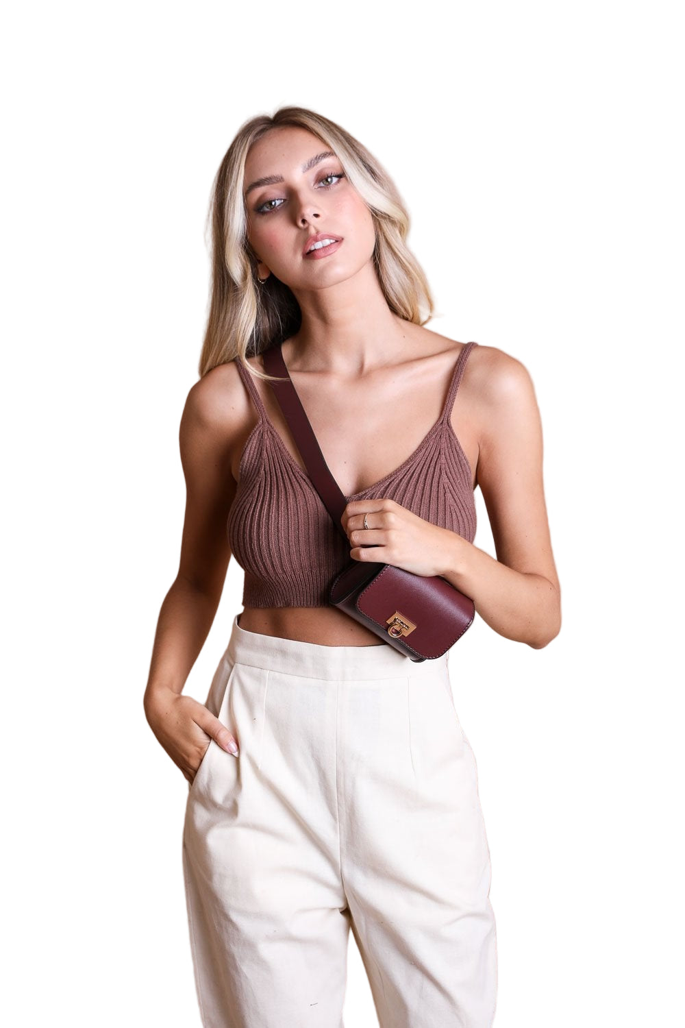 Mini Faux Leather Belt Bag – Chic with Gold Link Chain