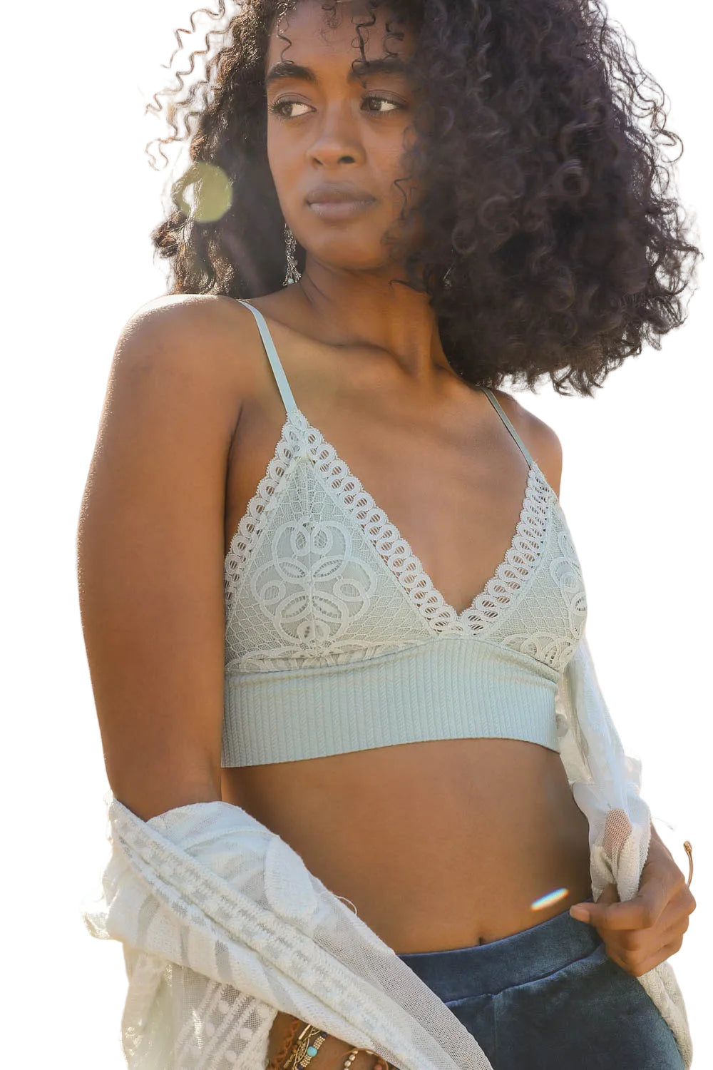 Waistband Loop Lace Brami – Feminine Stretchy Cami Top